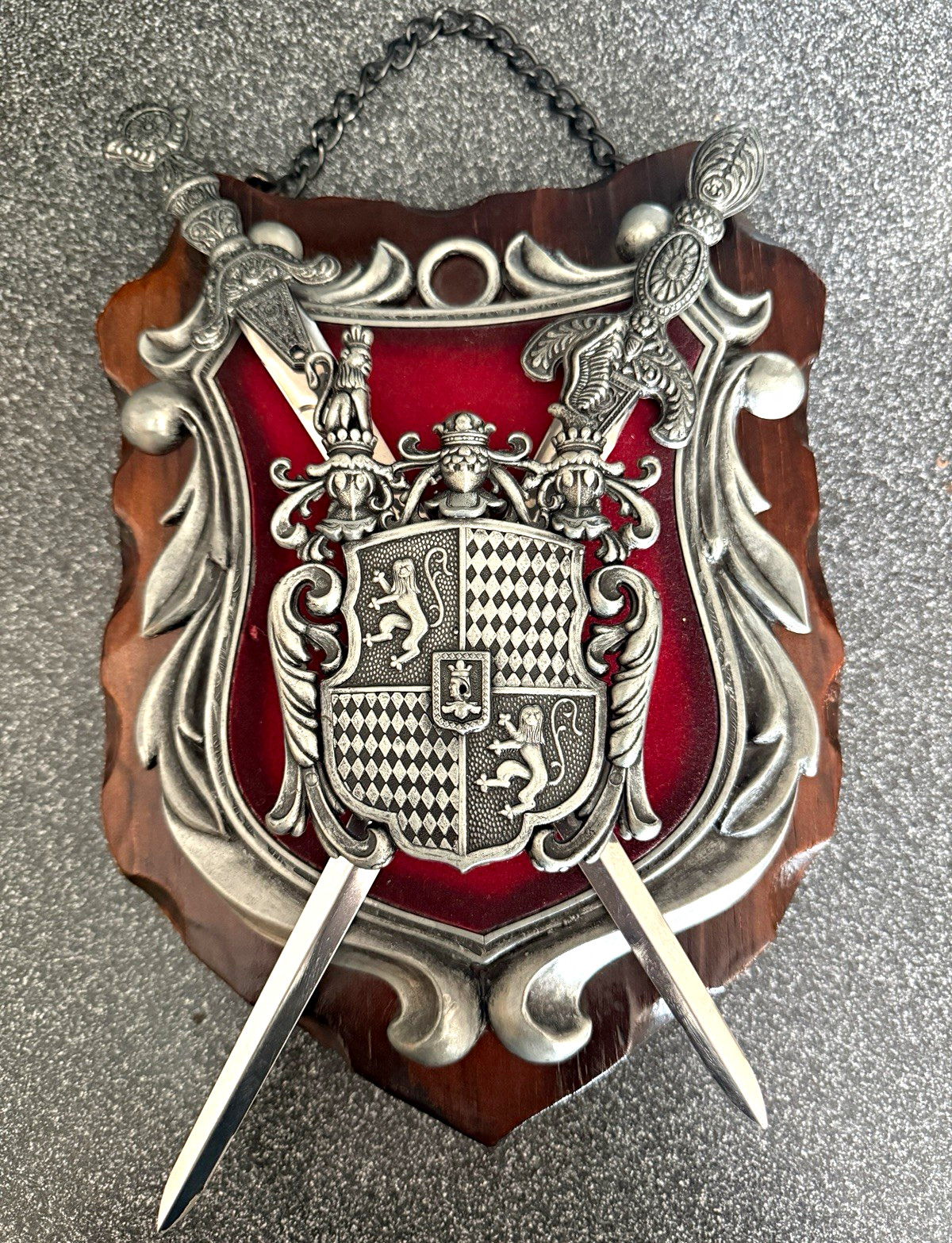 Vintage Toledo Style Medieval Coat of Arms Plaque Gothic Renaissance Decor Vintage Toledo Style Medieval Coat of Arms Plaque Gothic Renaissance Decor