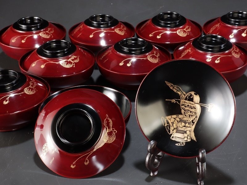 Yume Sanuki Wooden Soup Bowl Set 10pcs Φ130xH55 with Lids