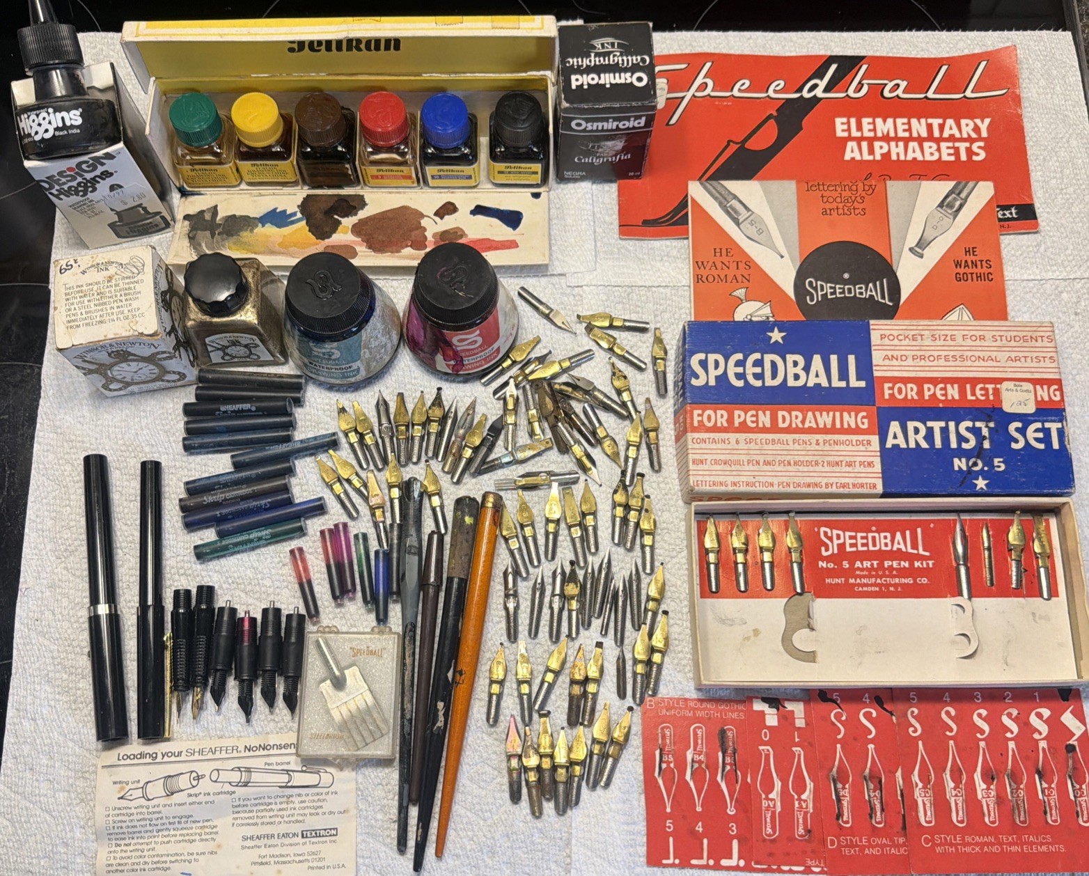 Vintage Calligraphy Drawing Pen Lot Speedball Auto-Feed Nibs Holders Brush Vintage Calligraphy Drawing Pen Lot Speedball Auto-Feed Nibs Holders Brush