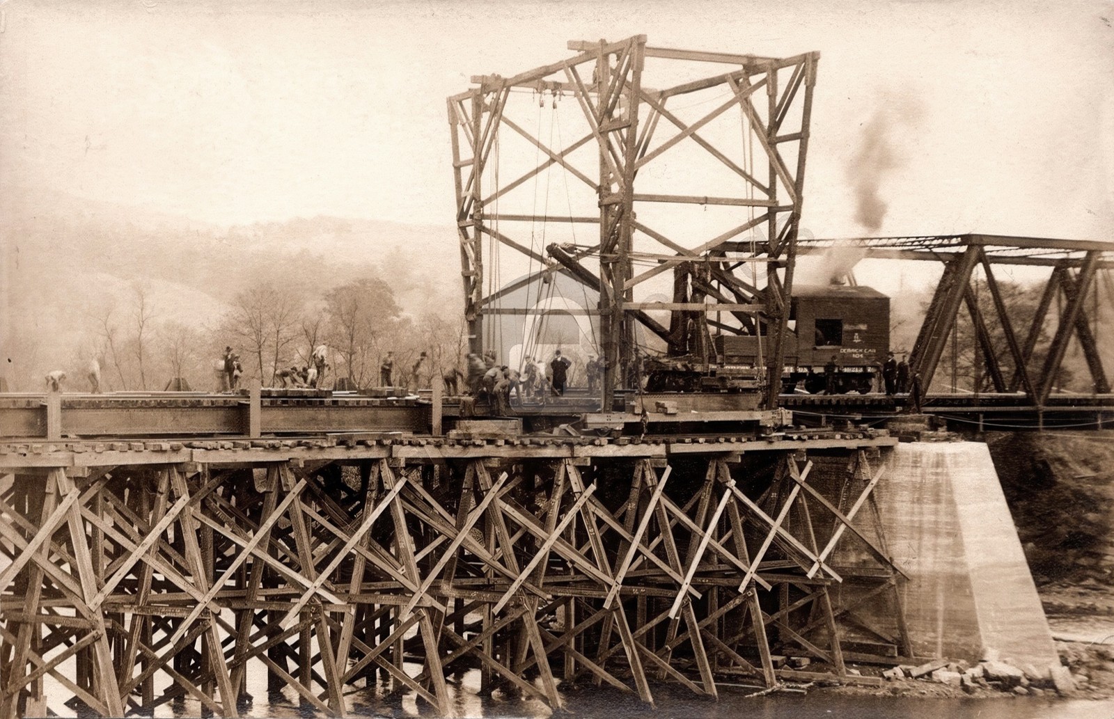 Nisbet Pennsylvania c1910 New P&E Railroad Bridge RPPC Photo Postcard COPY