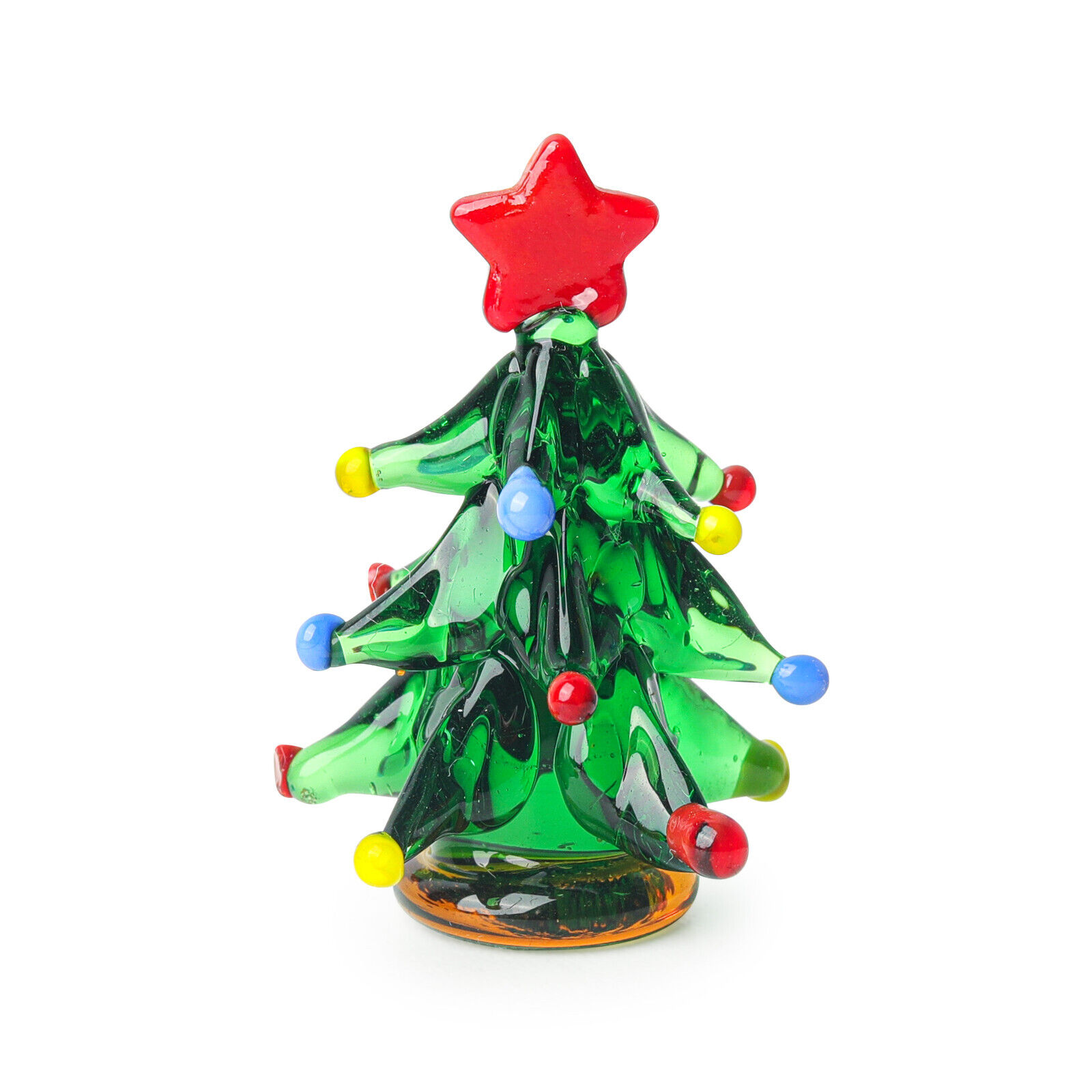 3Pcs Mini Green Crystal Christmas Tree Figurine  Glass Christmas Tree Ornament