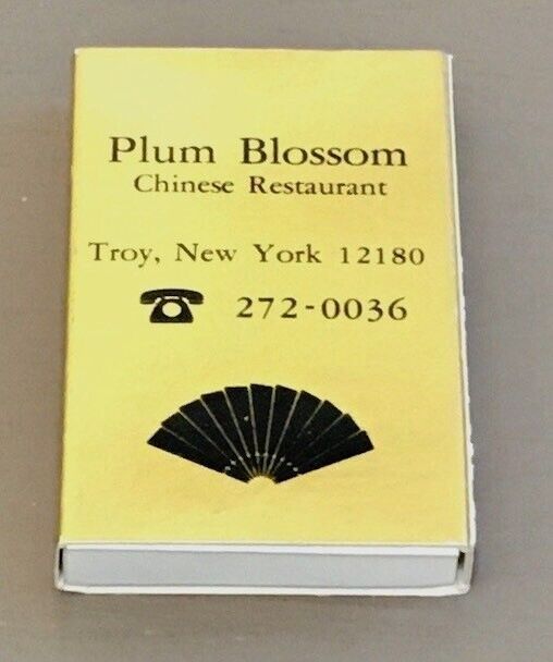 Troy New York Plum Blossom Restaurant Match Box Vintage Un~Used RARE