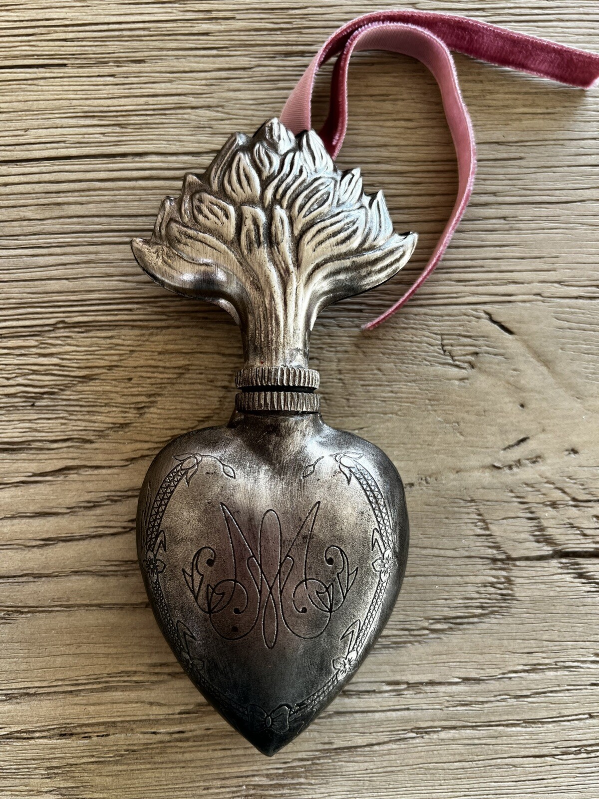 Sacred Heart  Ex Voto Silver Perfume Bottle