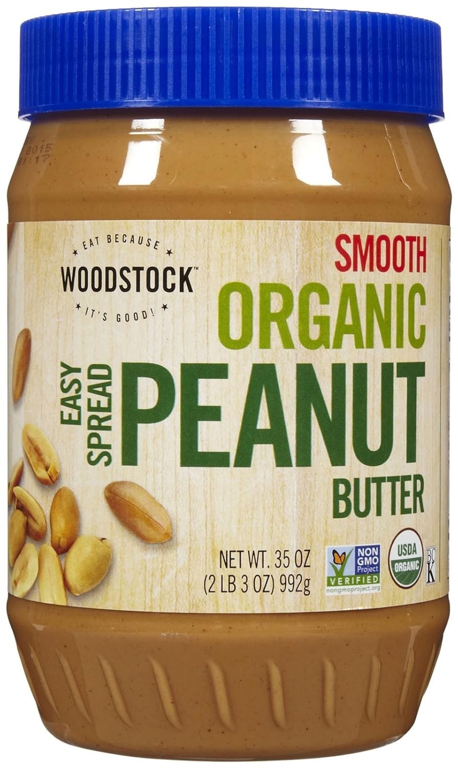 Organic Smooth Peanut Butter Salted 35oz Bulk Natural Gluten Free Woodstock