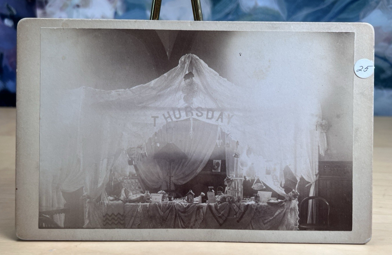 Curious Antique Thursday Exhibit Parlor Cabinet Card-Reverse w/ Phantom Image Curious Antique Thursday Exhibit Parlor Cabinet Card-Reverse w/ Phantom Image