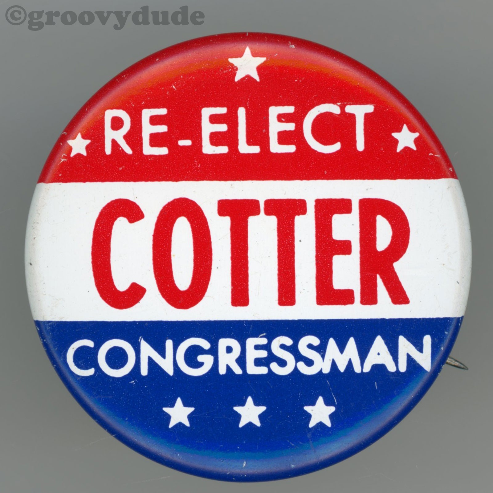 1978 Re-Elect Bill Cotter Congressman Connecticut 1-1/2 Campaign Pinback Button