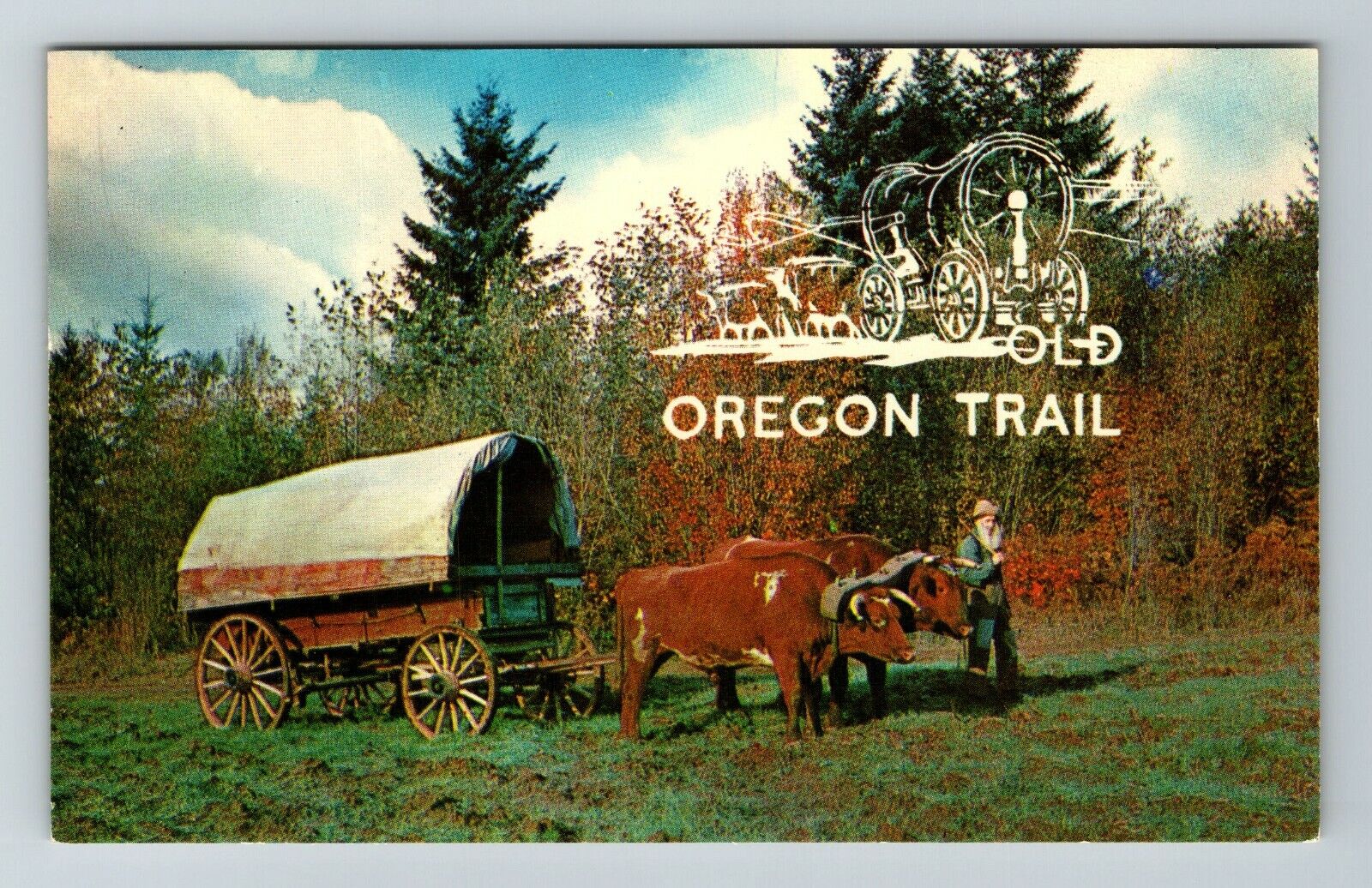 OR-Oregon, Blazing On The Old Oregon Trail, Covered Wagon, Vintage Postcard