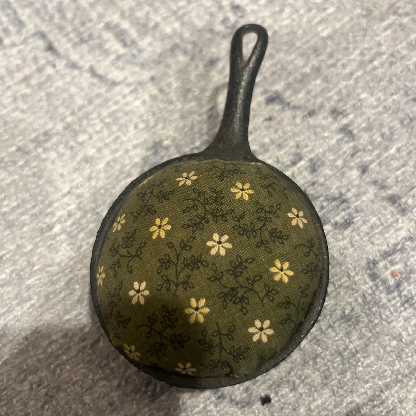 Mini Cast Iron Skillet Pin Cushion.
