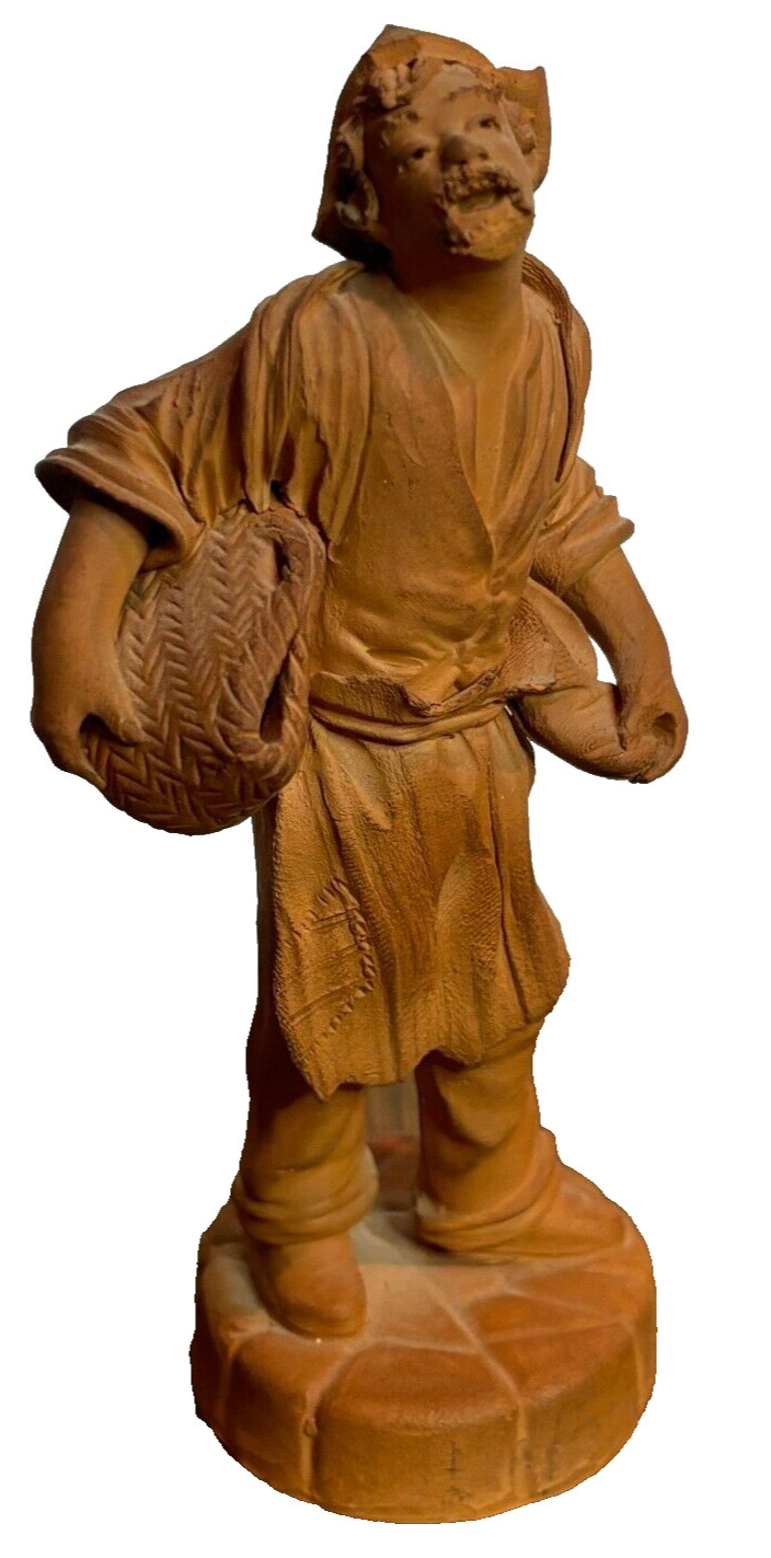 Vintage 50s Grasso Catania Italian Terracotta Figurine Clay Italy Peasant Man