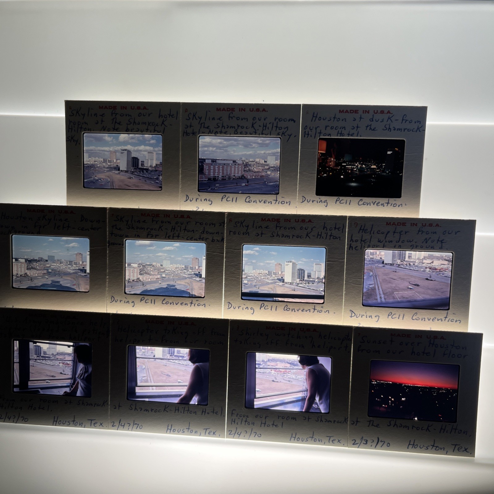 11 Vintage 35mm Slide Photos Views From Shamrock Hilton Hotel Houston Texas - A3