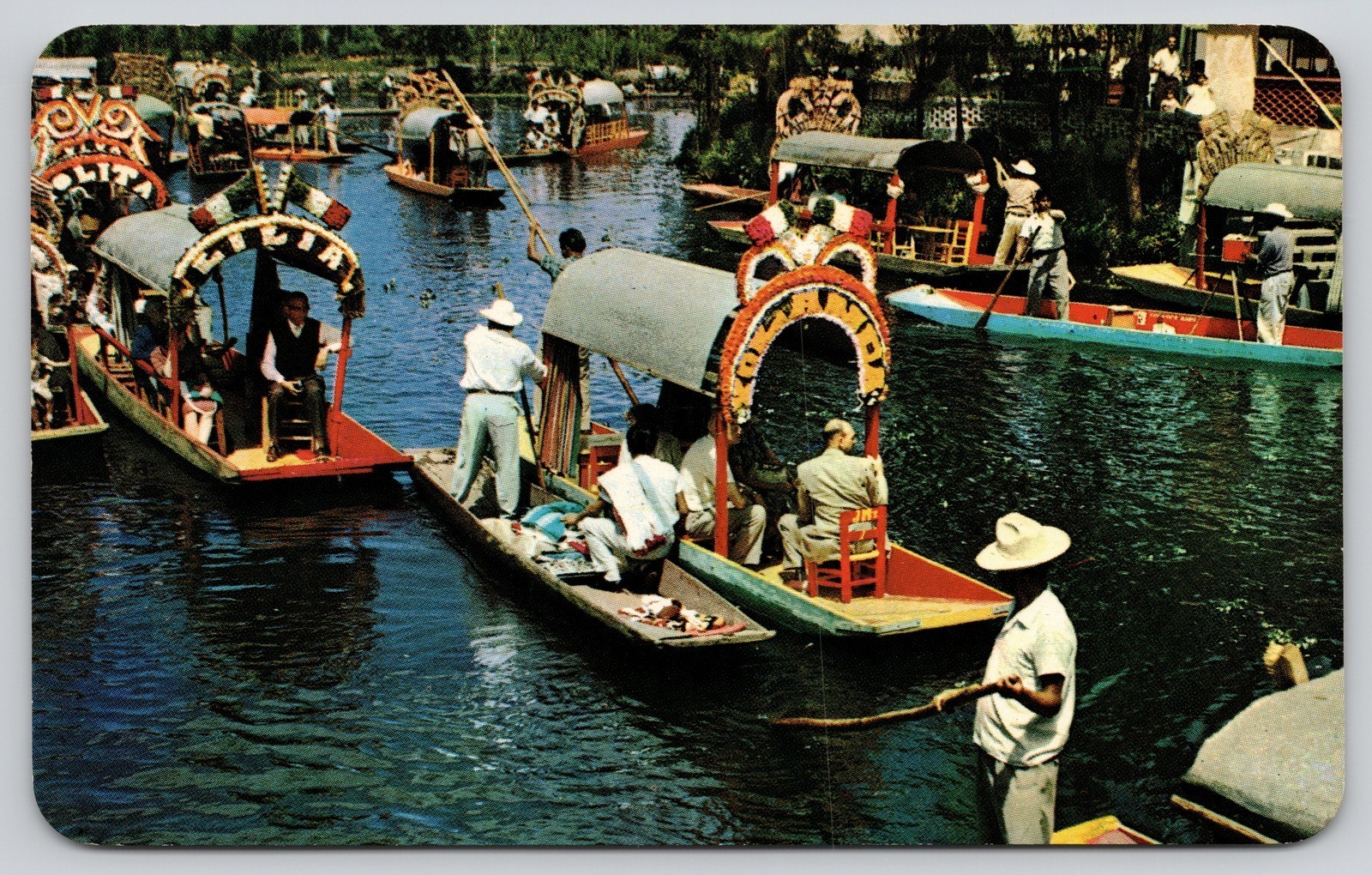 Xochimilco Flower-Decked Trajineras Mexico City Postcard Xochimilco Flower-Decked Trajineras Mexico City Postcard