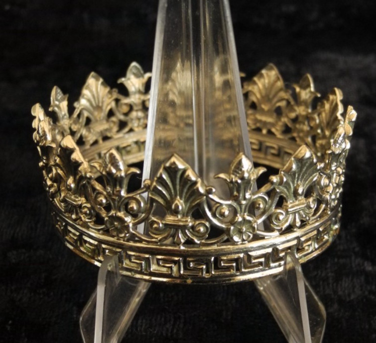 OLD ANTIQUE SILVER PLATED COPPER SANTOS CROWN FOR VIRGIN MARY STATUE