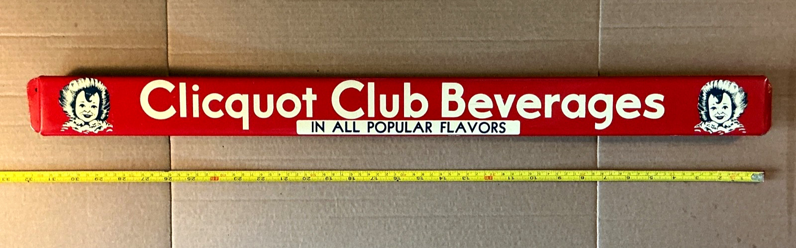 VINTAGE CLICQUOT CLUB BEVERAGES ADVERTISING DOOR PUSH-32”-MARKED-EXTREMELY RARE
