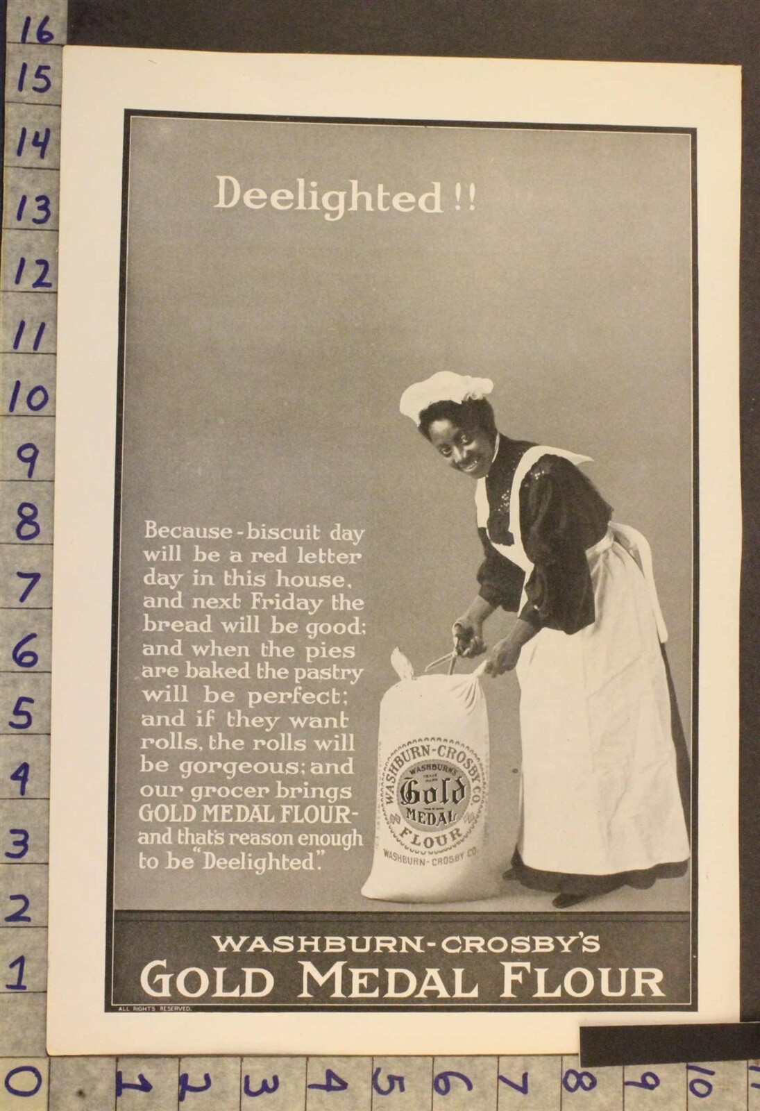 1906 WASHBURN CROSBY GOLD MEDAL BREAD FLOUR CHEF MAID FOOD KITCHEN DECOR AD XS57