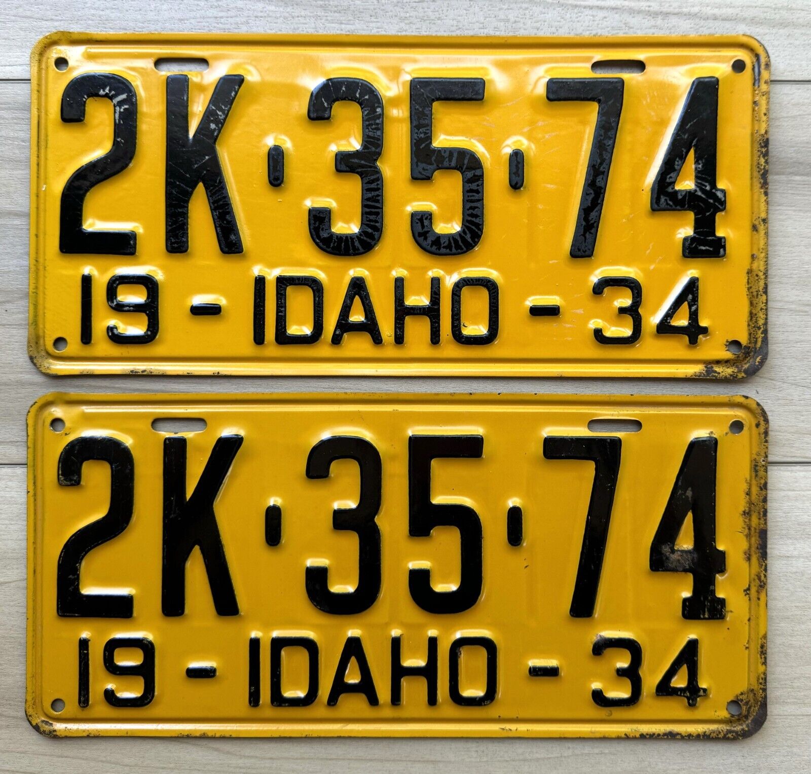 1934 Idaho License Plate Pair -  Nice Original Paint Condition