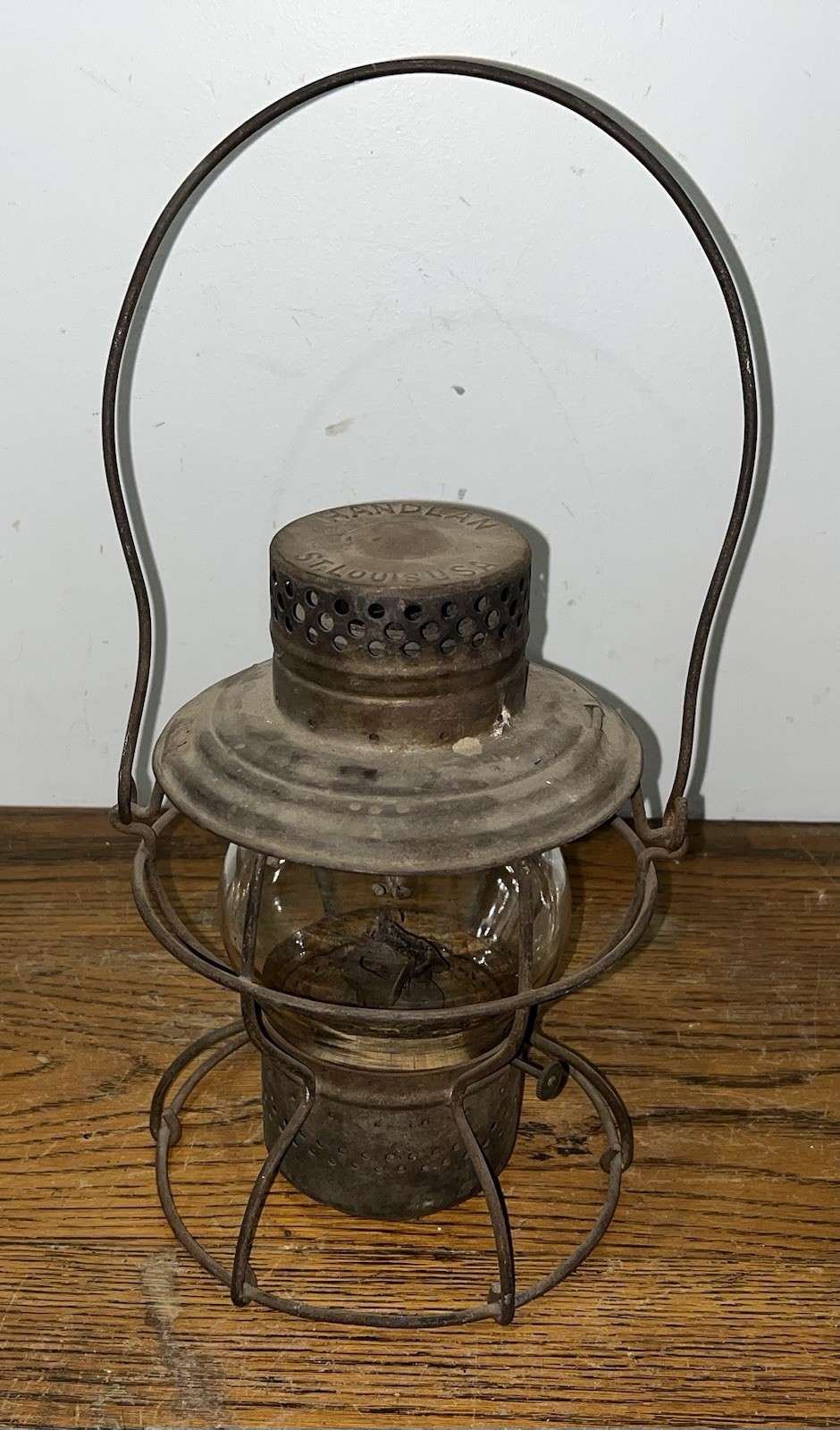 Antique Handlan Railroad Lantern St. Louis, Missouri Embossed