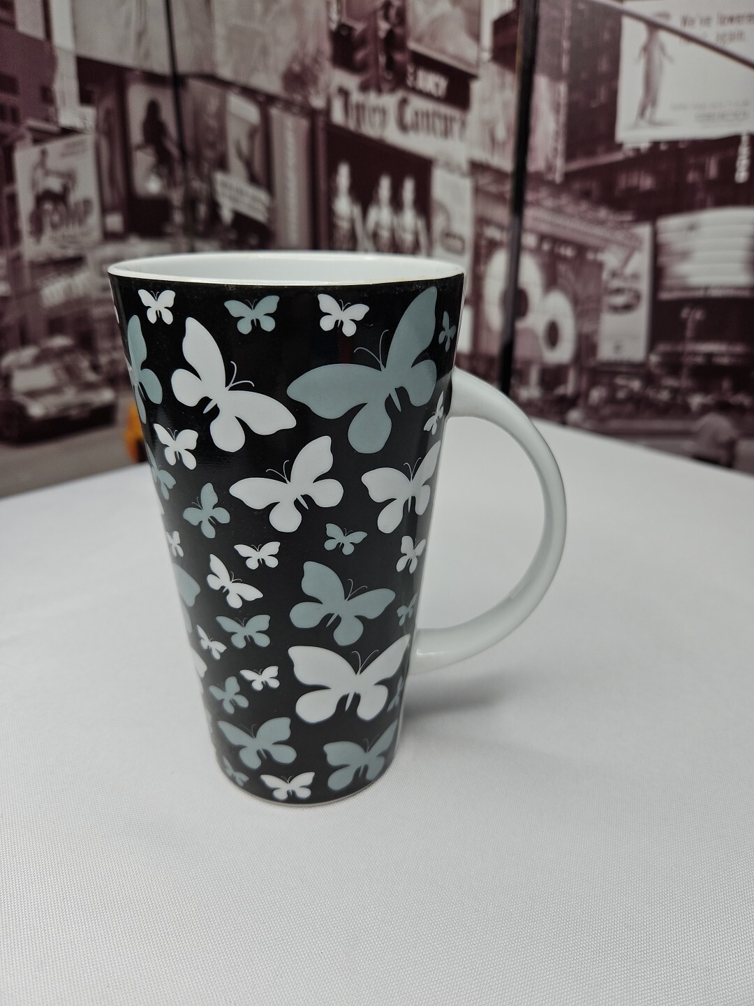 Retired Mervyn\'s Retail Store - B&W - Butterfly Ceramic Coffee Mug - New