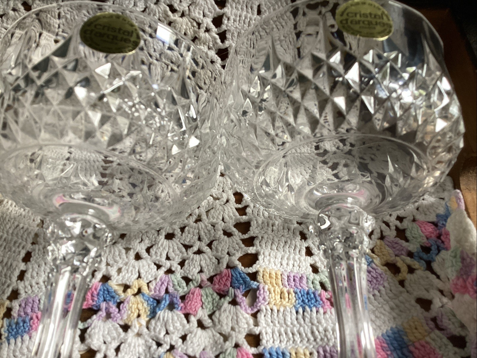 Vintage Cristal d’Arques Longchamp Crystal Champagne Glasses/ Sherbets Set Of 4