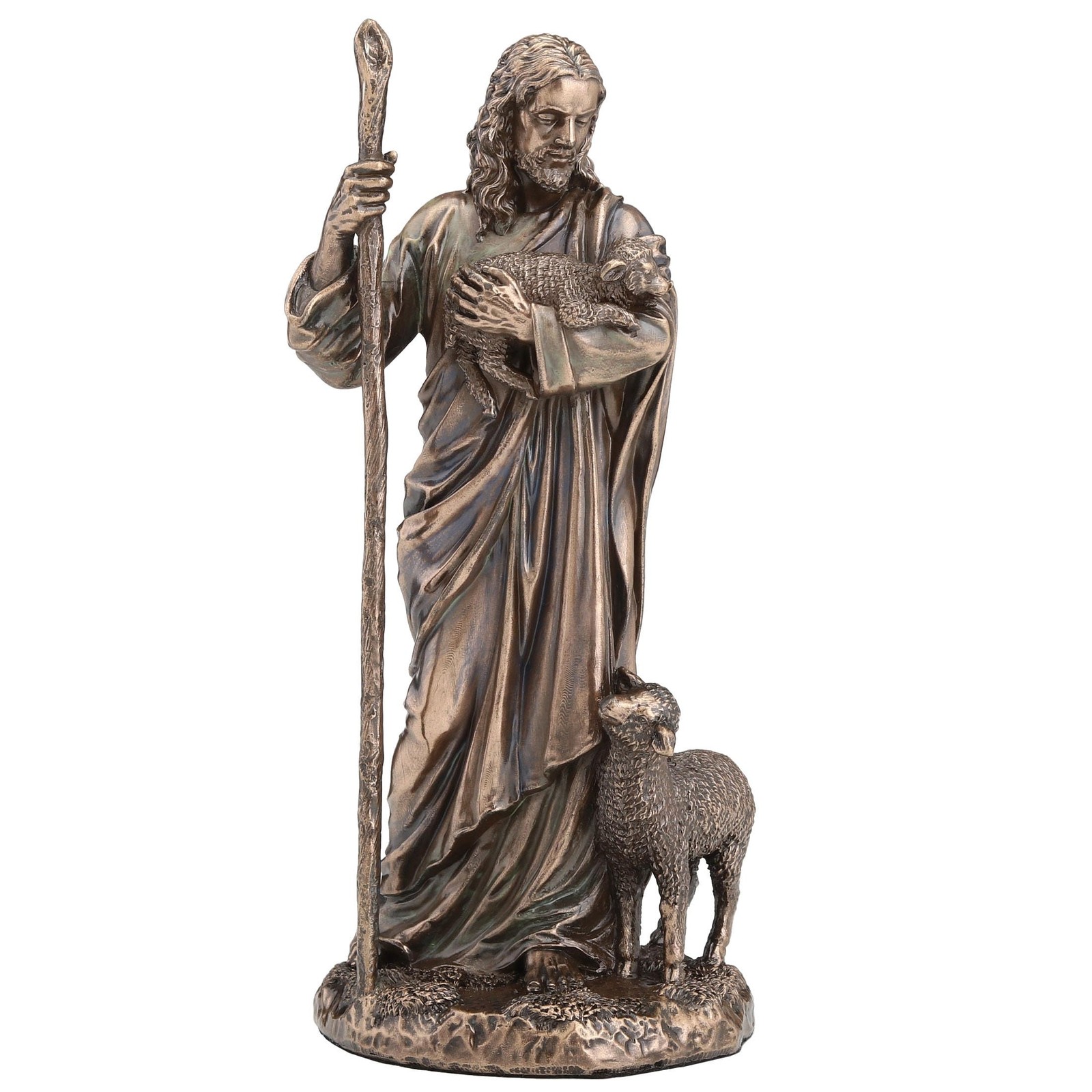 Veronese Design 6 1/4 Inch Jesus The Good Shepherd Cold Cast Resin, Bronze Veronese Design 6 1/4 Inch Jesus The Good Shepherd Cold Cast Resin, Bronze