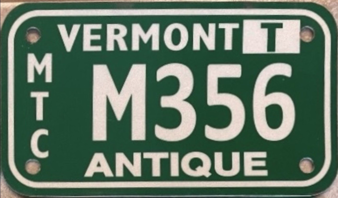 2019 VERMONT Antique motorcycle LICENSE PLATE Unissued