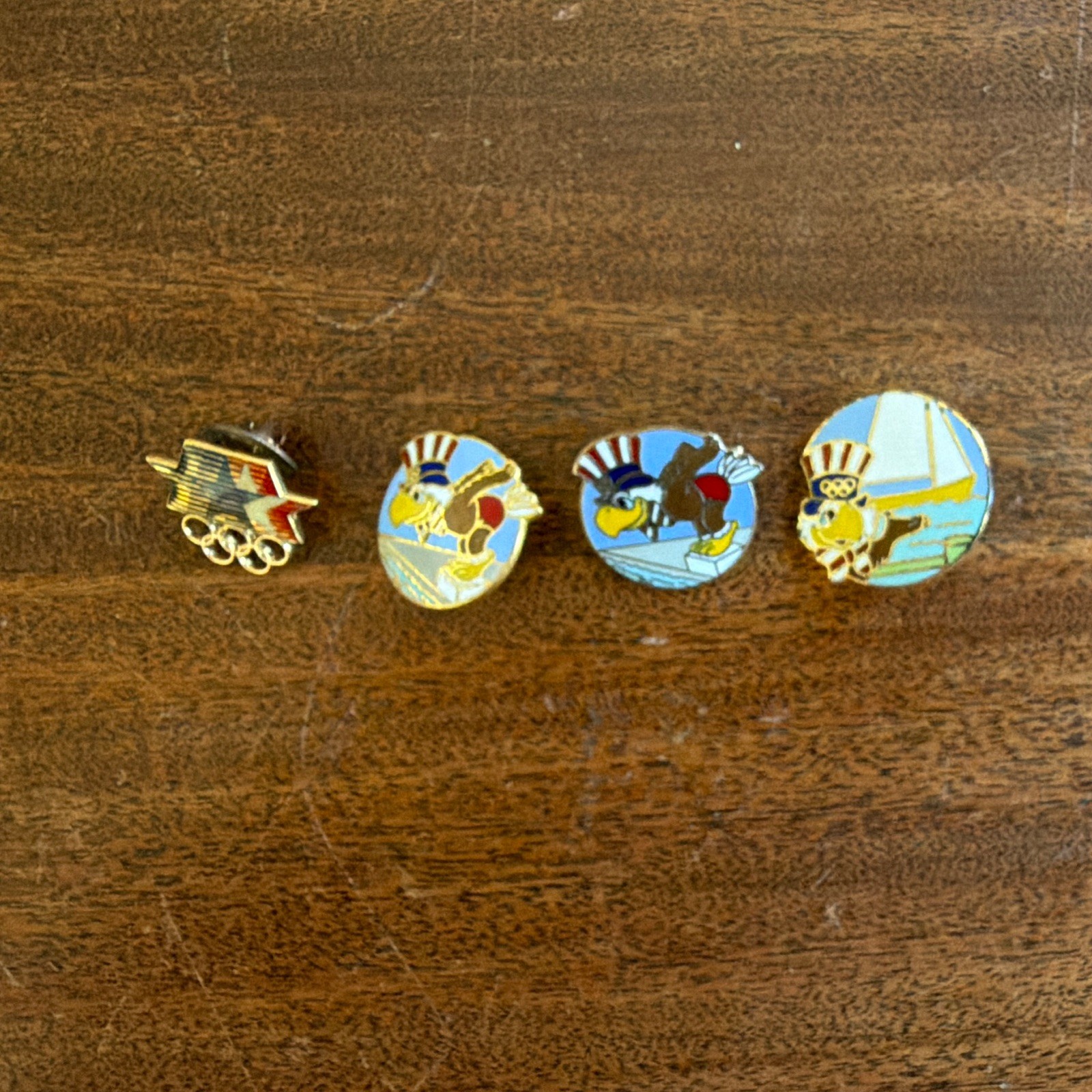 Lot of 4 Vintage 1984 Los Angeles LA Summer Olympics Lapel Pins Sam the Eagle