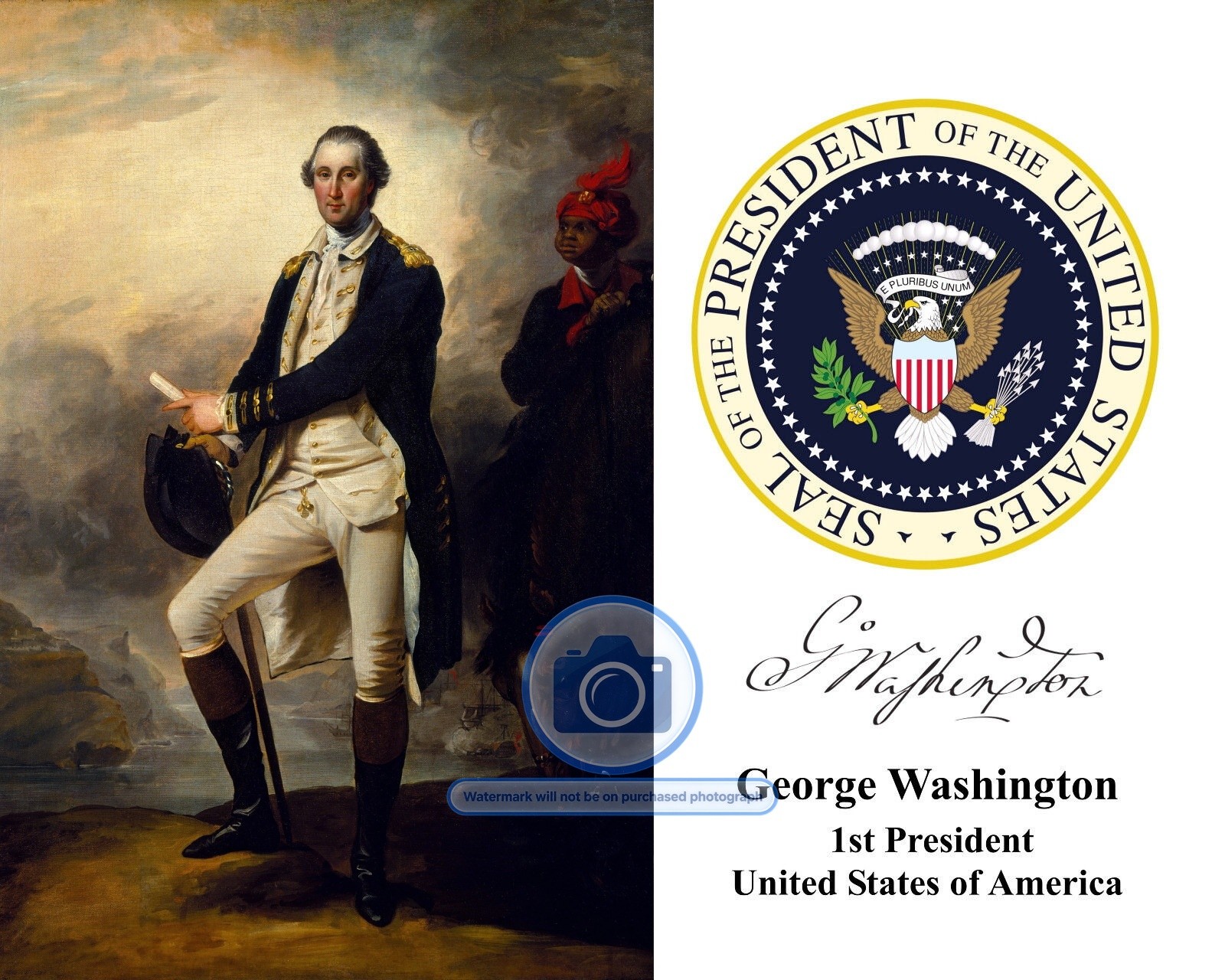 PRESIDENT GEORGE WASHINGTON PRESIDENTIAL SEAL AUTOGRAPHED 8X10 PHOTOGRAPH