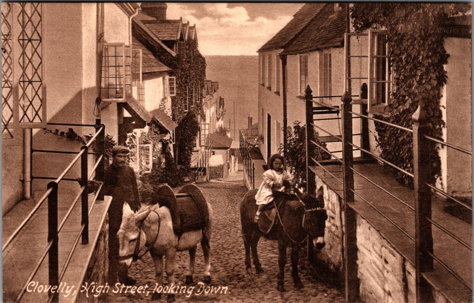 Clovelly High Street Looking Down Devon UK Frith\'s Series Postcard