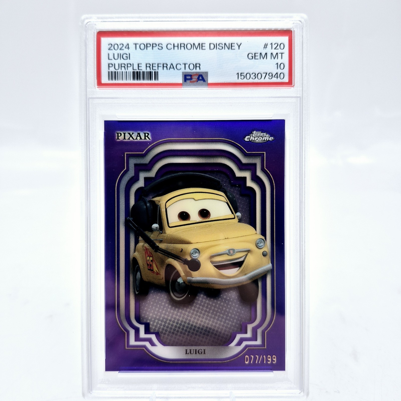 2024 Disney Topps Chrome Luigi #120 PSA 10 Cars Purple /199 