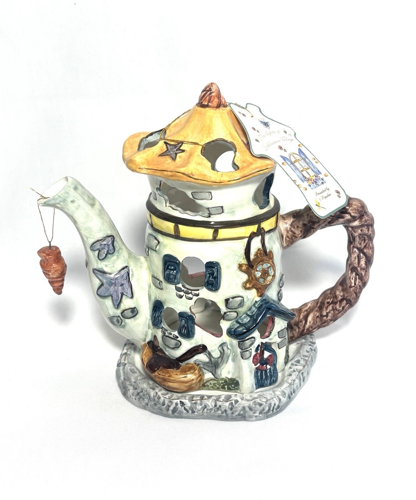 Vintage Whimsical Teapot Gazebo Candle Holder 2 Piece Ceramic Tea Light Decor Vintage Whimsical Teapot Gazebo Candle Holder 2 Piece Ceramic Tea Light Decor