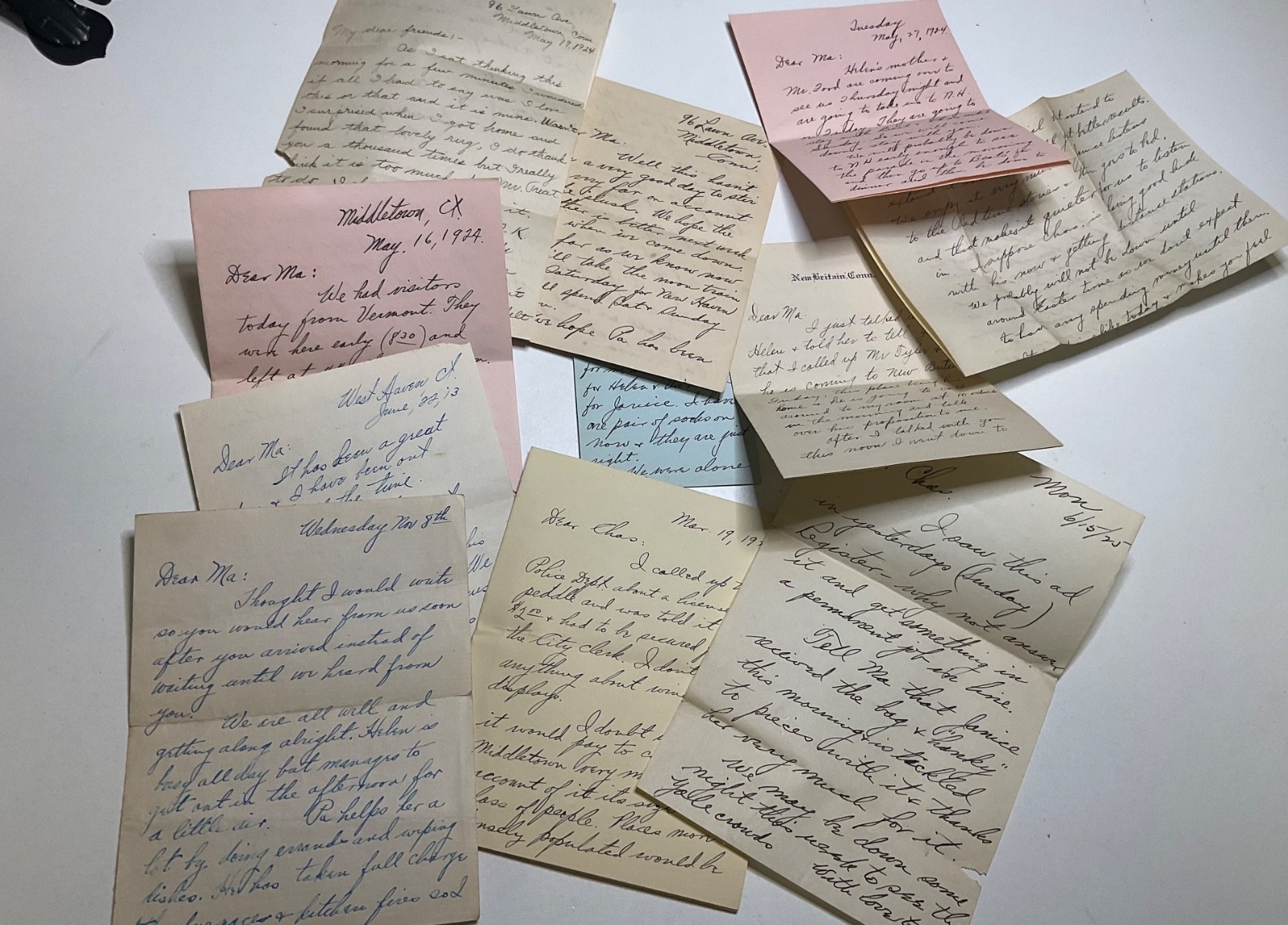 1923-1925 Handwritten Family Letters Treat CT New Haven Antique Ephemera Lot