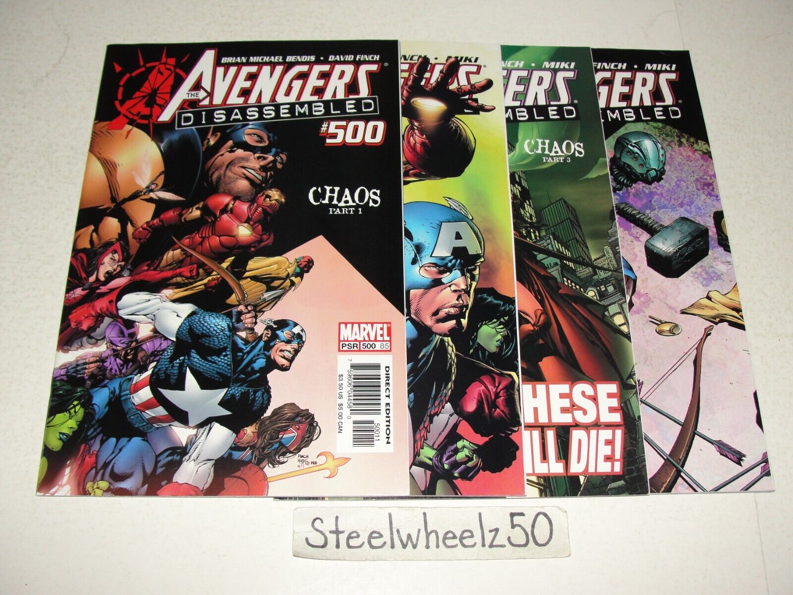 Avengers #500-503 Comic Lot 501 502 Disassembled Marvel Chaos COMPLETE Story HTF