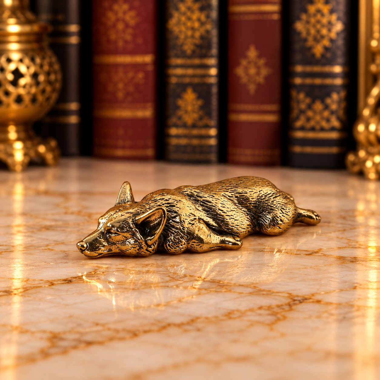 Mini Vintage Brass Corgi Dog Statue Ornament Animal CUTE GIFT Dog Pet Lovers