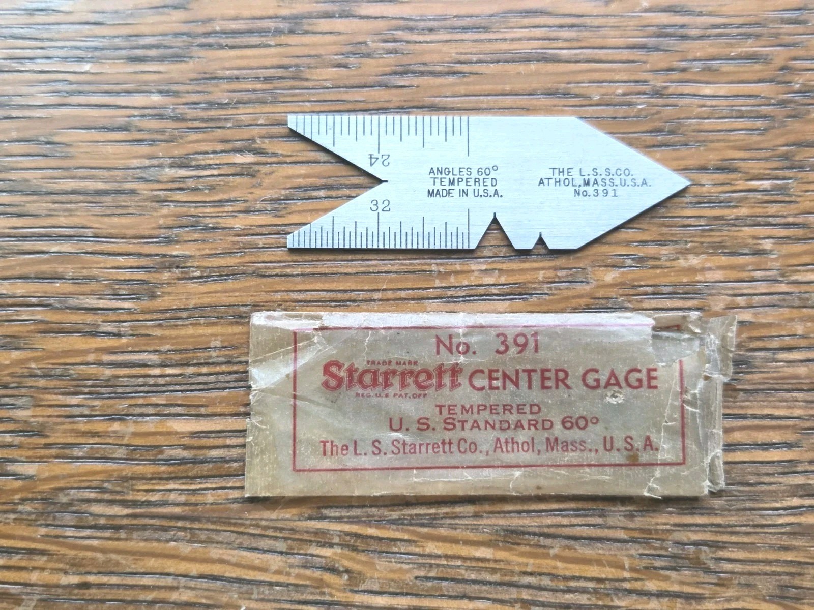 Vintage L. S. Starrett (The L. S. S. Co.) No. 391 Center Gage Machinist Tool   