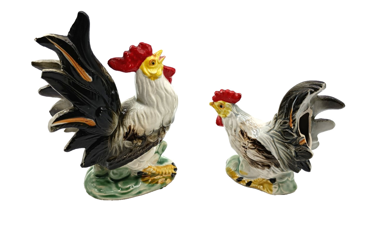 Vtg  Rooster Chicken  Lefton Porcelain Figurines JAPAN Habd Painted Countryside