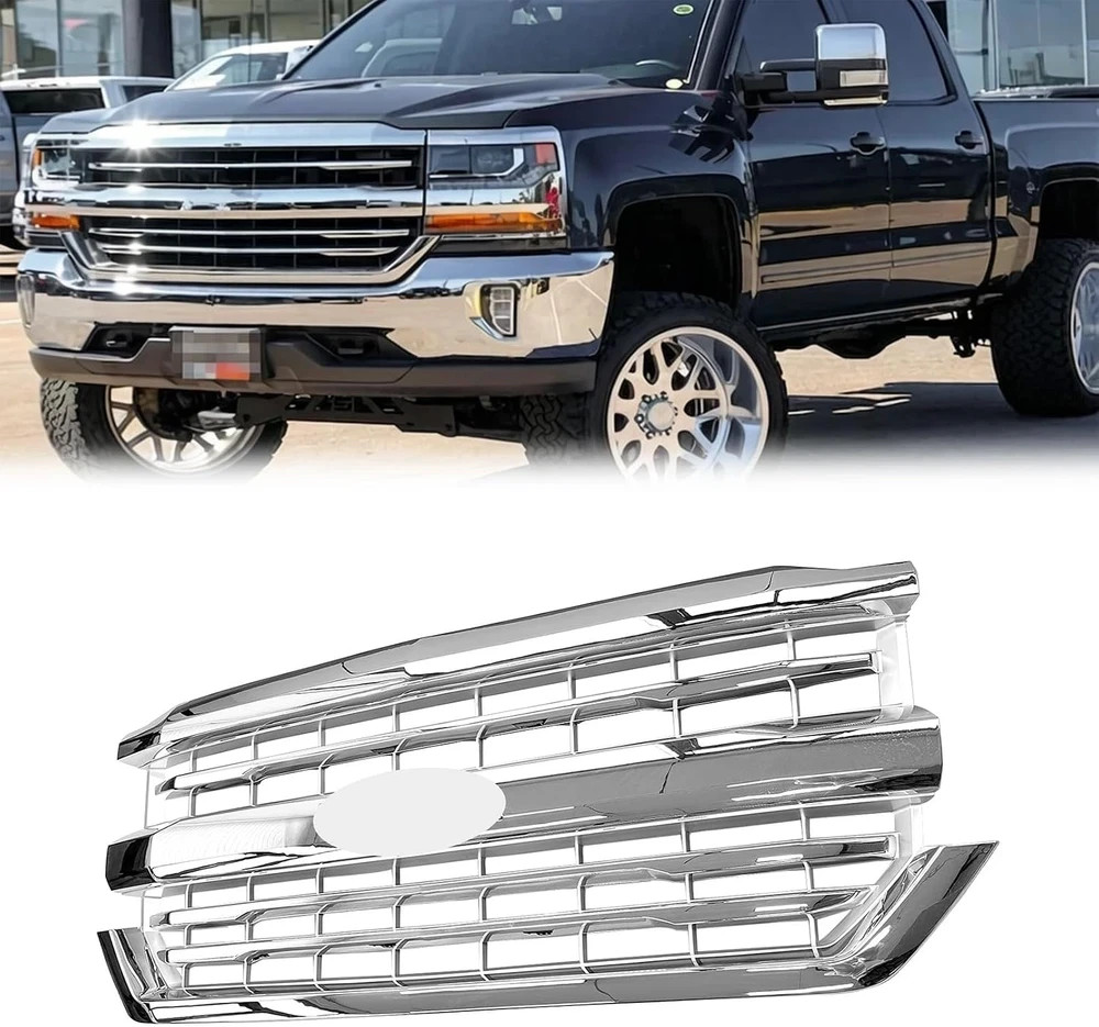 Front Grille Fit for 2016 2017 2018 Chevrolet Silverado 1500 Front Bumper Upper