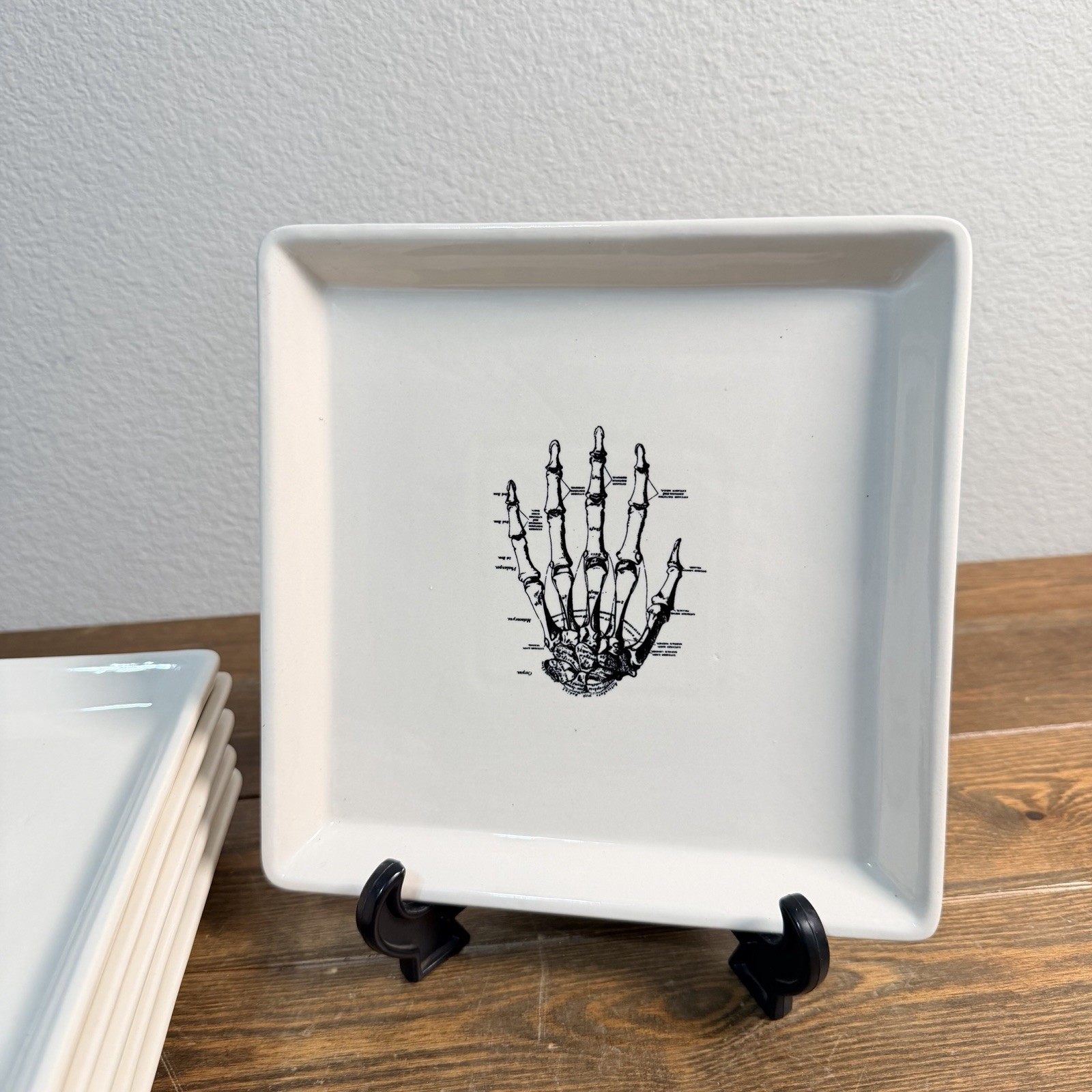 Magenta RAE DUNN 8.5”Square Plate Skeleton Hand Set Of 6