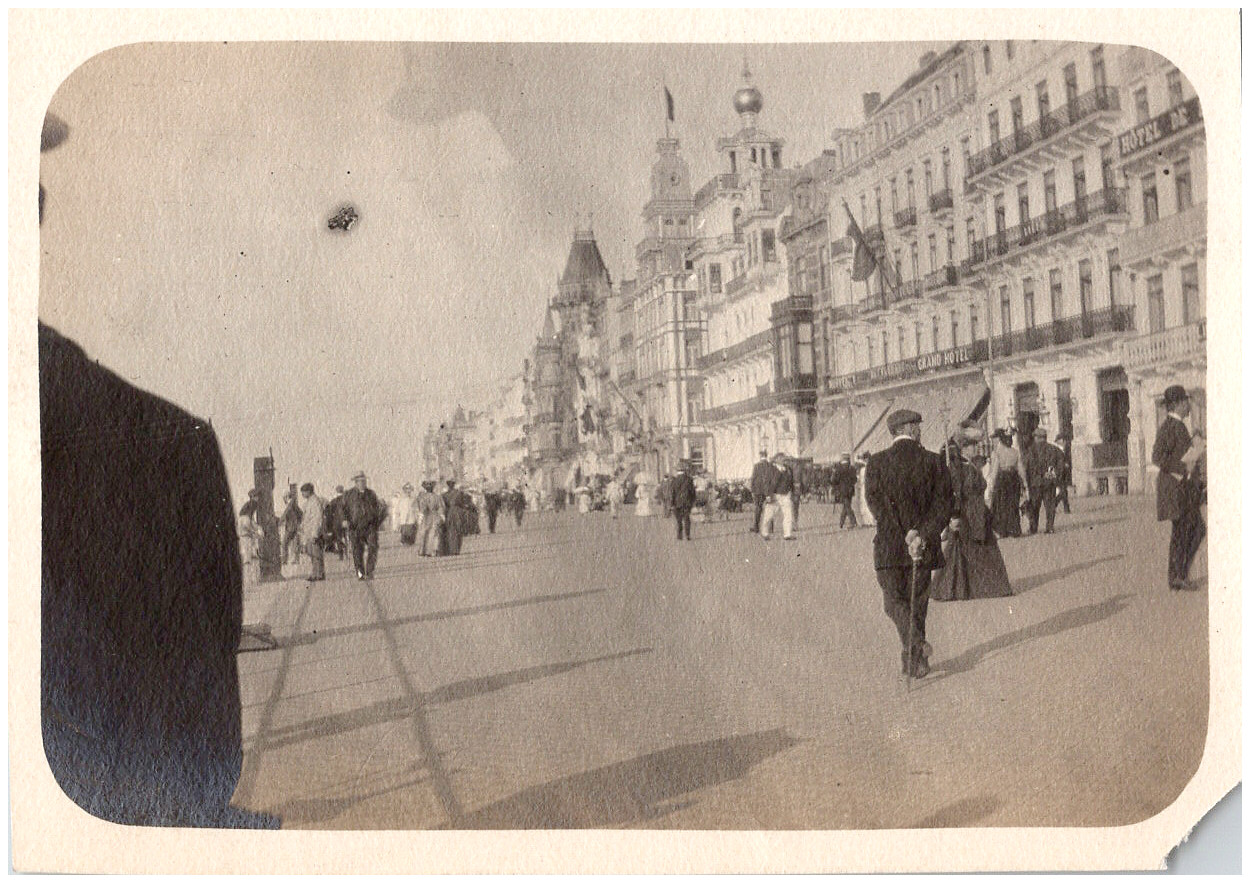 The Sea Front Promenade at Ostend Belgium Grand Hotel 1910s Small Antique Photo