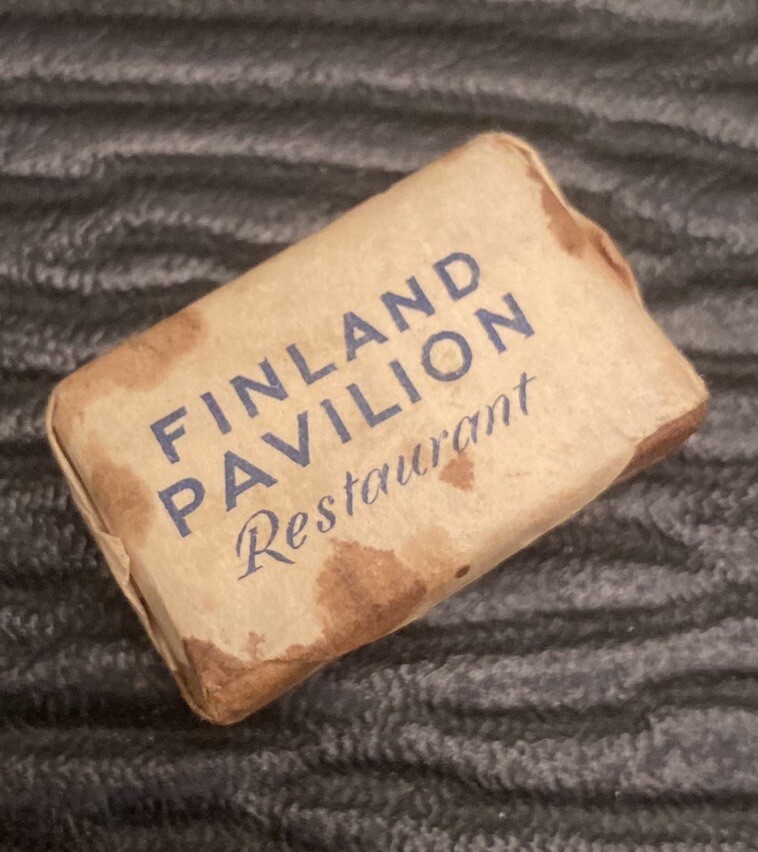 1939 New York Worlds Fair Finland Pavilion Restaurant Sugar Cube Vintage NY