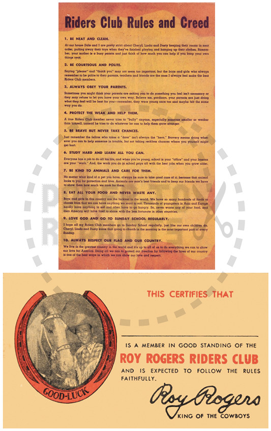 ROY ROGERS RIDERS CLUB  MEMBERSHIP CARD - VINTAGE REPRINT