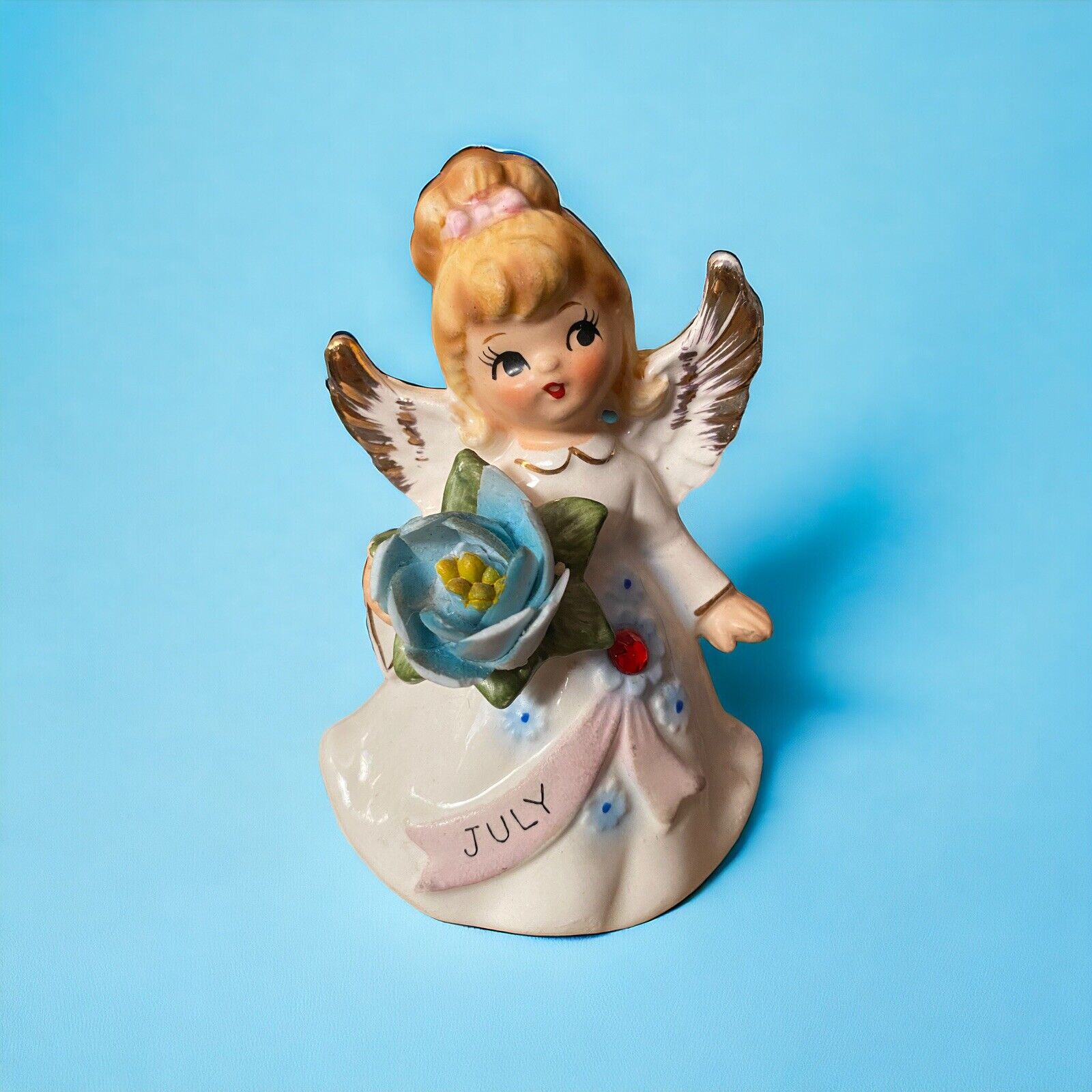 Vintage Lefton Ceramic Angel Girl Figurine July # 6224