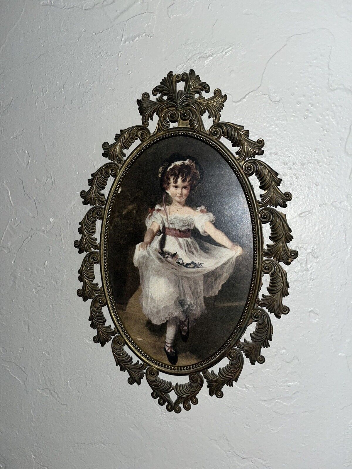 Victorian Metal Italian Ornate Oval Frame, Vintage, “Miss Murray”