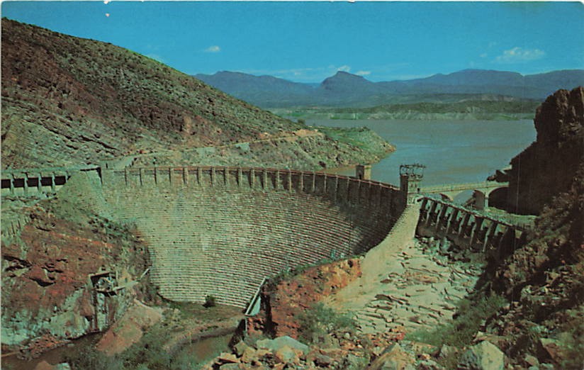 Postcard AZ: Roosevelt Dam on Apache Trail, Arizona Posted 1974