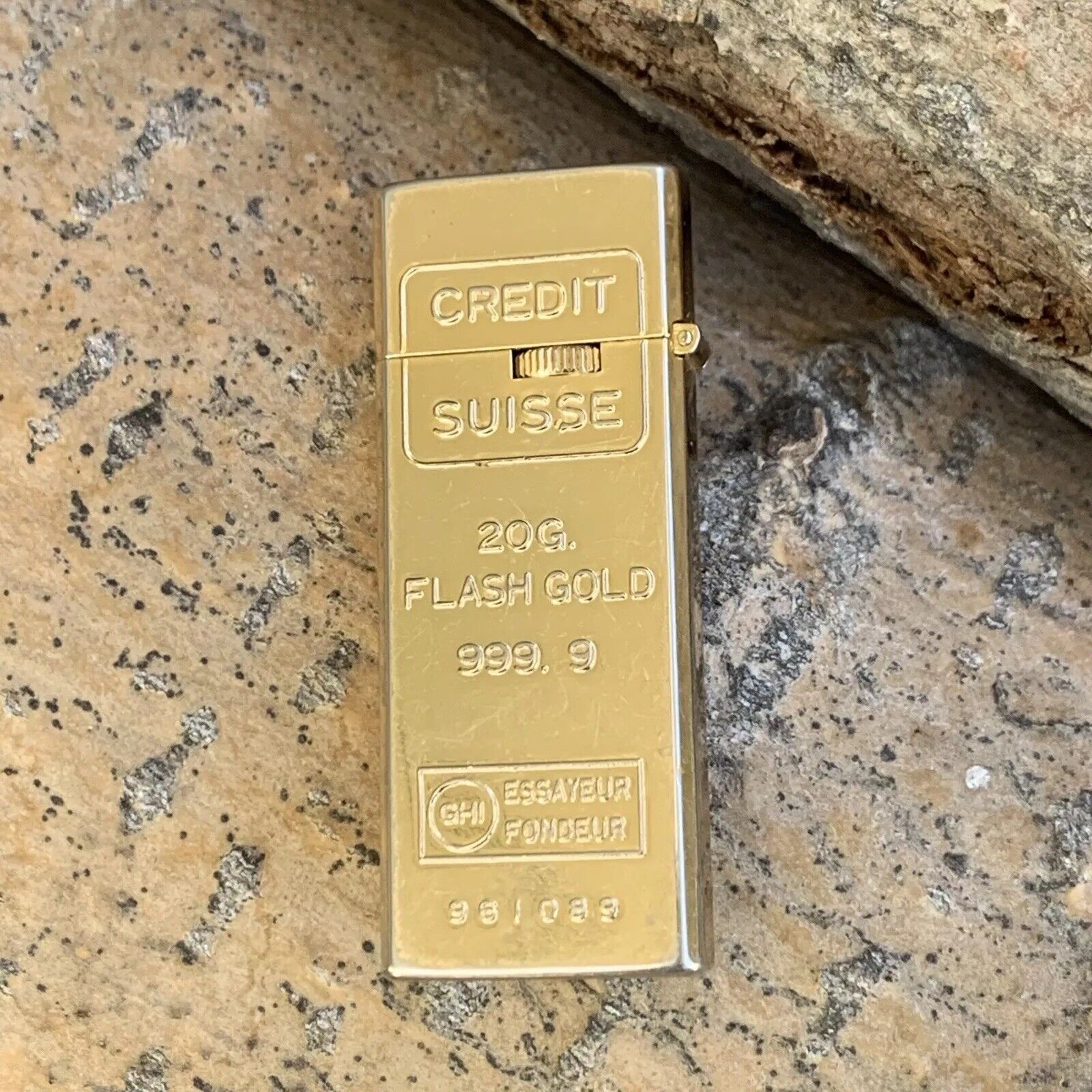 Vintage Credit Suisse Gold Bar Lighter Made In Japan GUC Fast Shipping