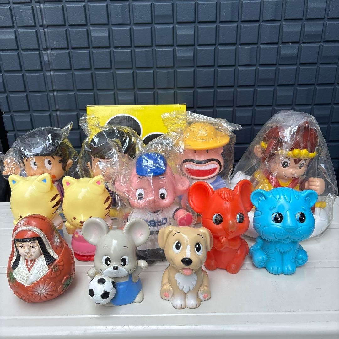 Showa Retro Rare Sofubi Piggy Bank Set Bank JA 12 Piece Set