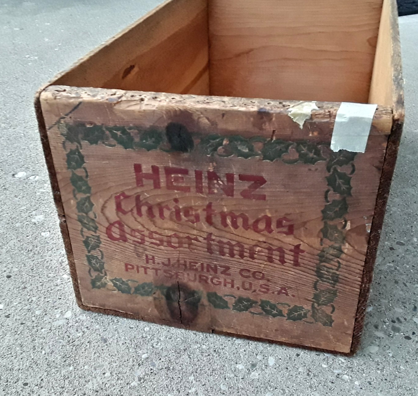 Vintage Heinz 57 Christmas Assortment Wood Crate Box Pittsburgh Food Advertising