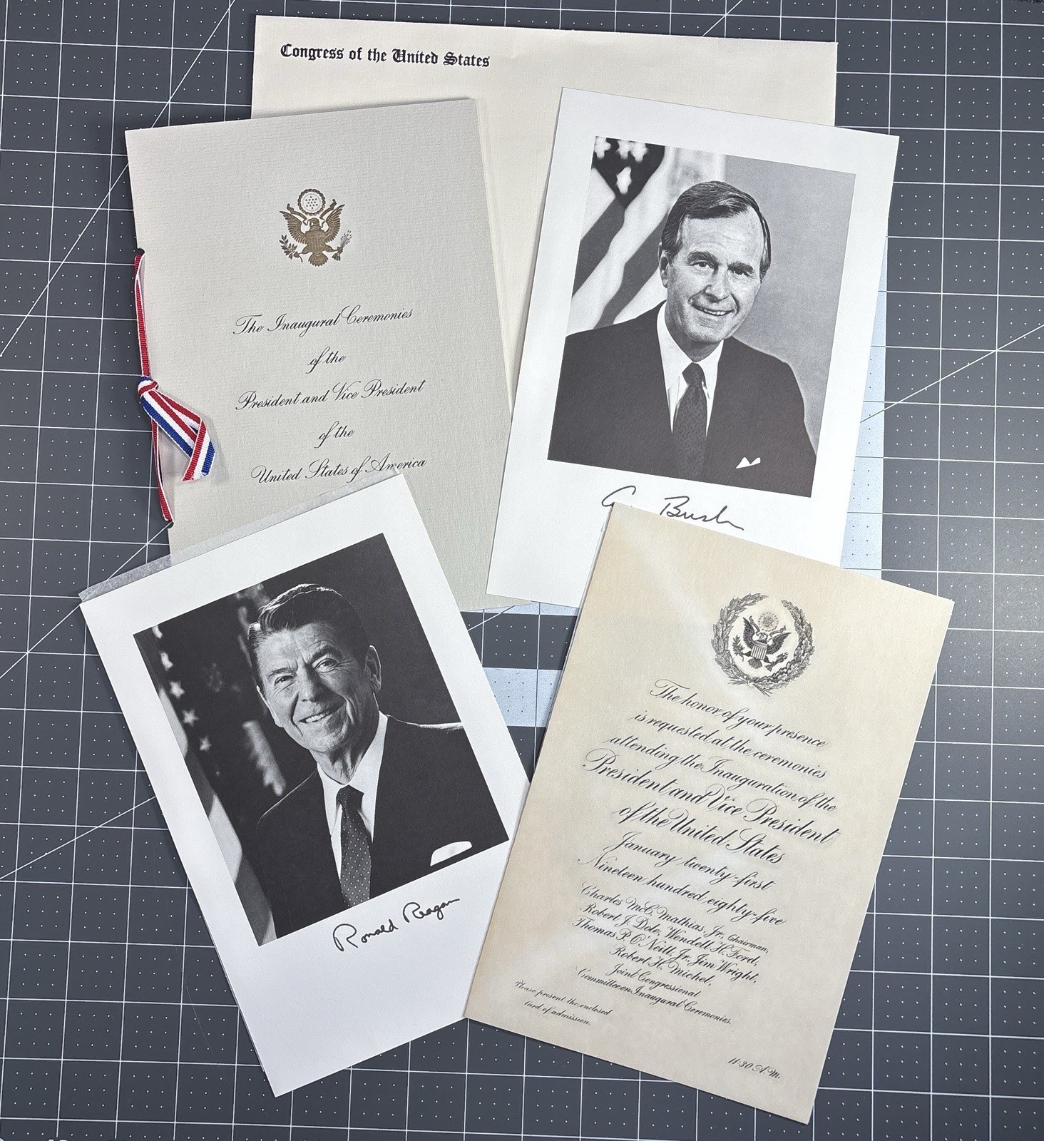 Vtg US President Inauguration Invitation Ronald Reagan George HW Bush 1985 Pics+