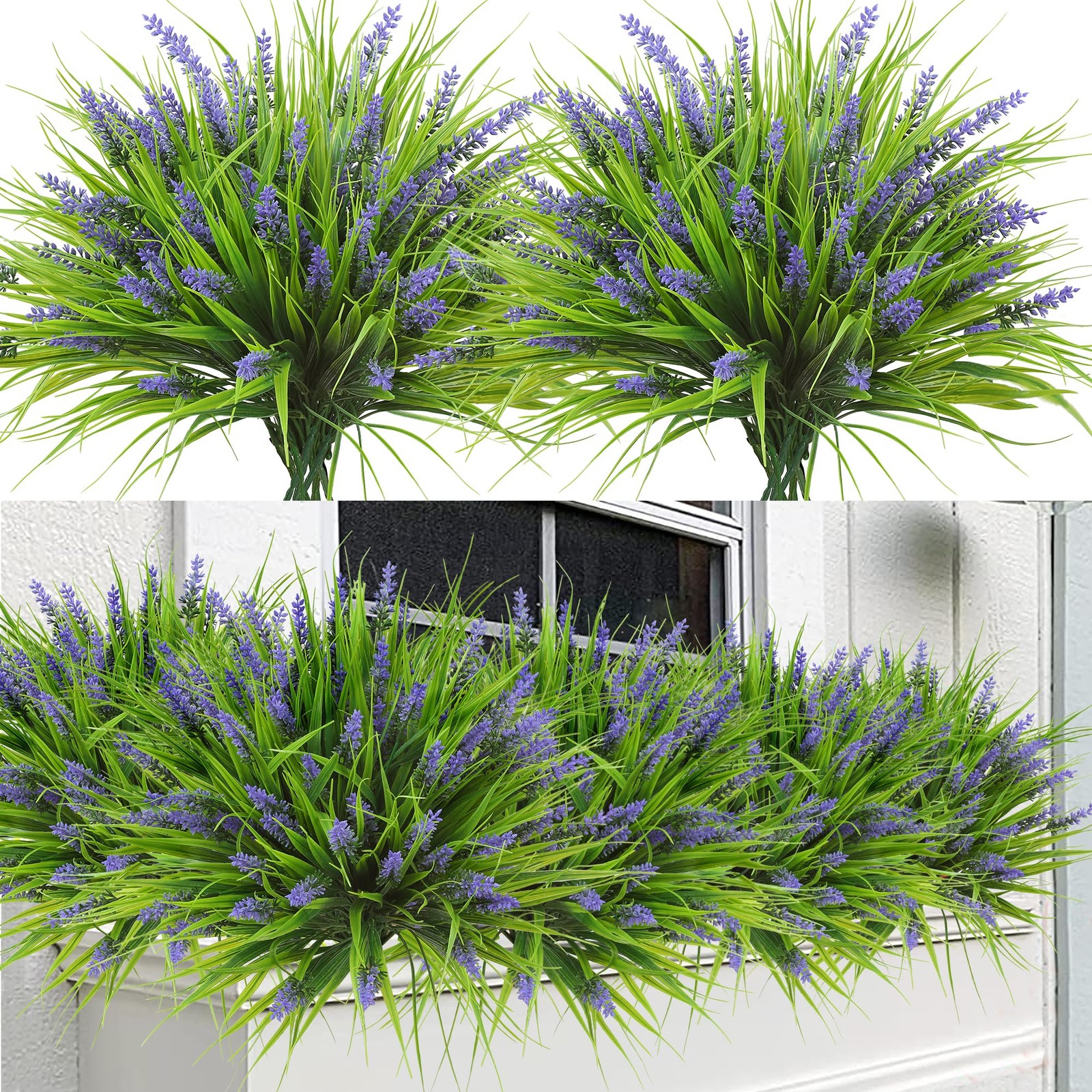 Sggvecsy 24 Bundles Artificial Plants Faux Lavender Monkey Grass Purple UV Sggvecsy 24 Bundles Artificial Plants Faux Lavender Monkey Grass Purple UV