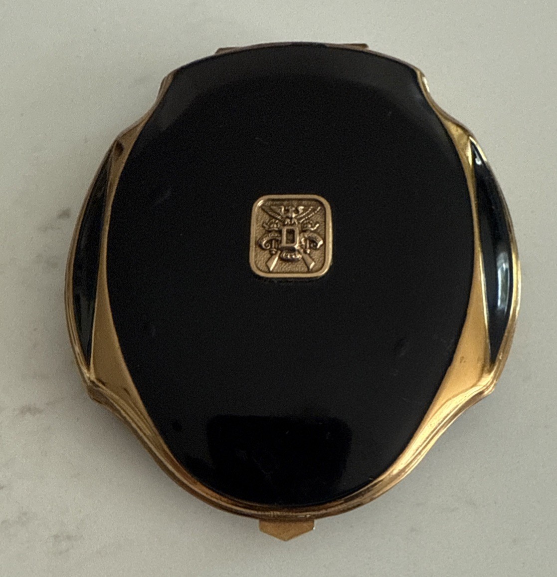 RARE Vintage Clarice Jane Military Ball 1937 Black  Compact With Mirror