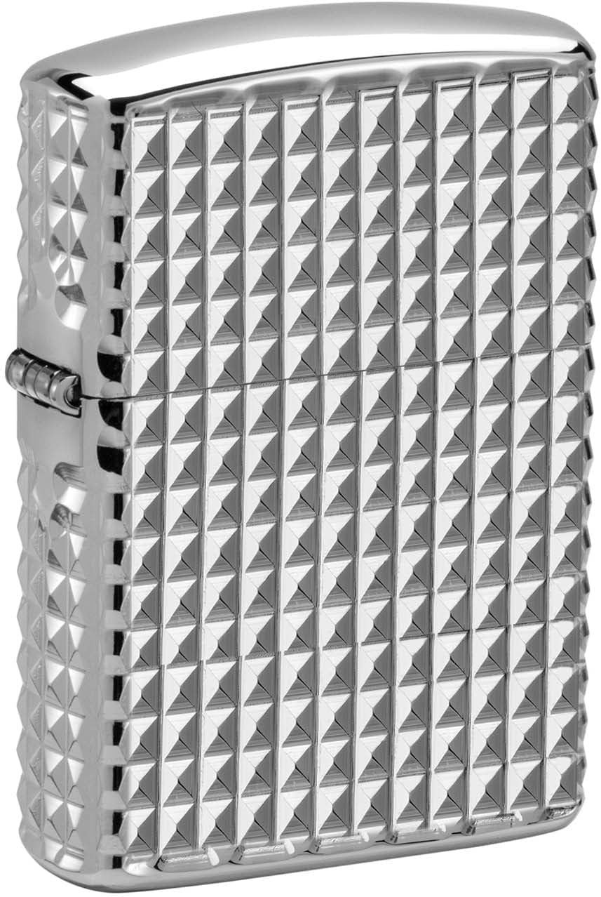 Zippo Geometric Diamond Design MultiCut Armor High Polish Chrome 48880