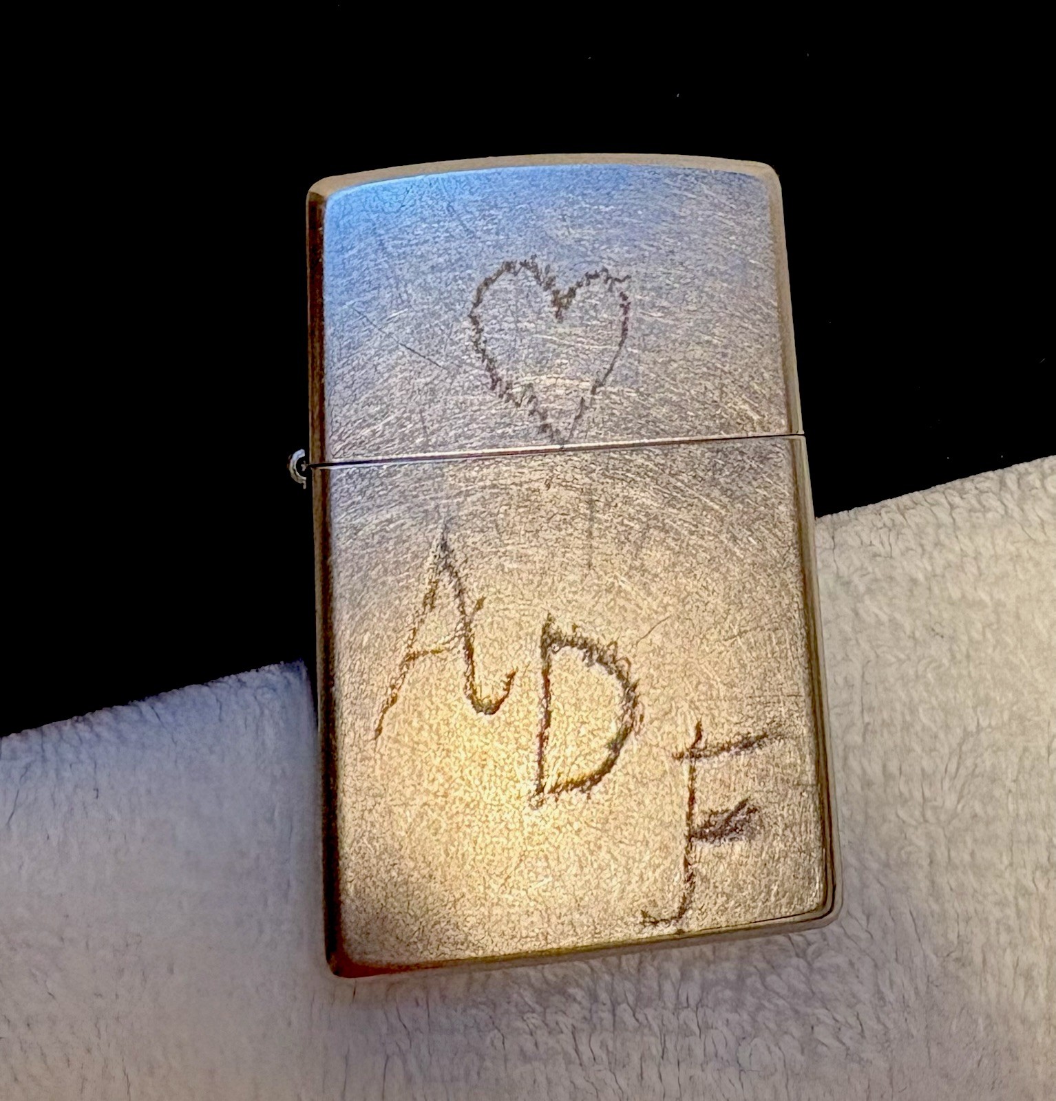 2005 ZIPPO Heart Message Silver Plated Used Vintage Collectible